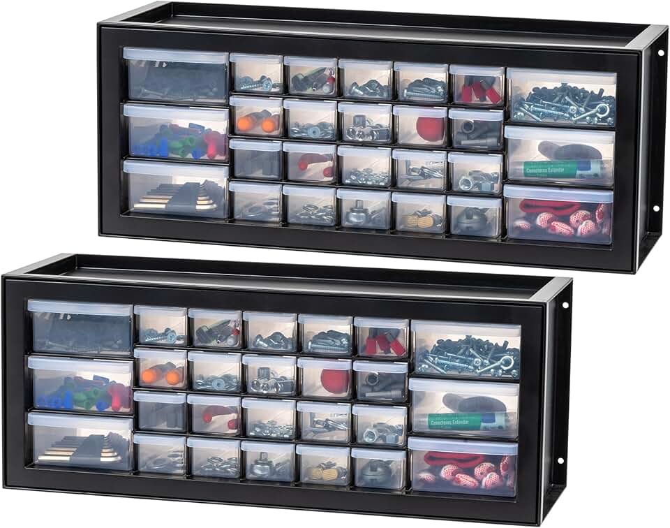 Stackable 26-Drawer Plastic Storage Bins, 2 Pack