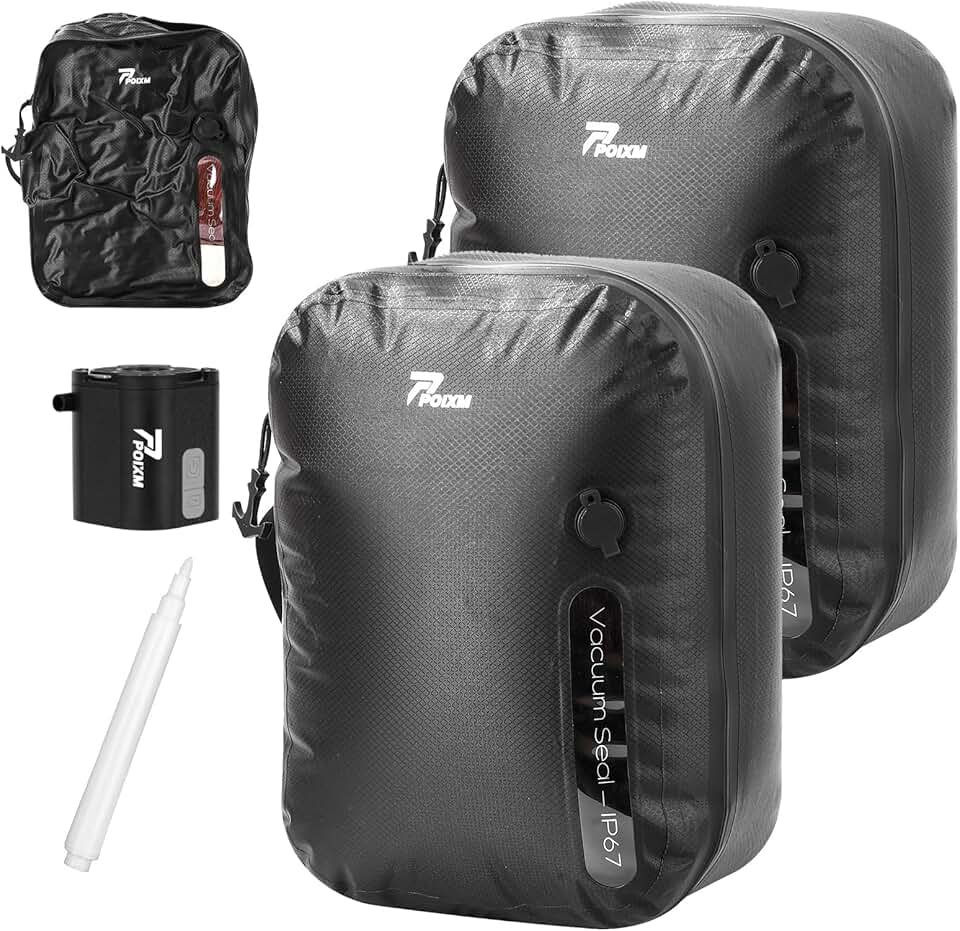 Travel Vacuum Bags with Wireless Pump, Waterproof, Reusable, 2 Pack