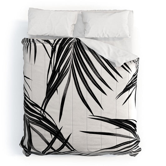 2021 Cotton Comforter, King, Anita's  Bella's Artwork Black Palm Leaves Dream 1