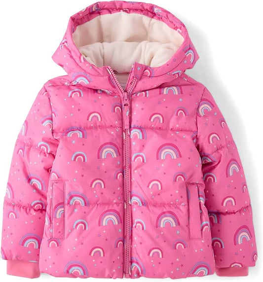 Baby Girls and Toddler Medium Weight Wind and Water-Resistant Puffer Jacket