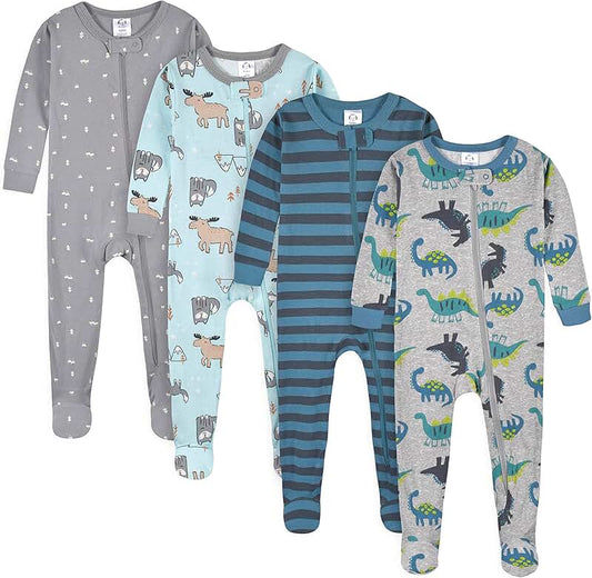 Baby Boys' 4-Pack Footed Pajamas