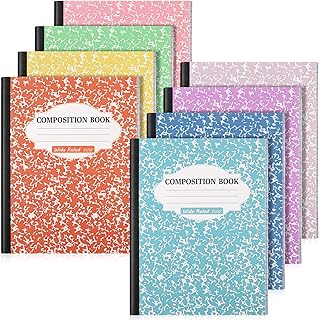 Set of 8 Wide Ruled Marble Cover Composition Notebooks