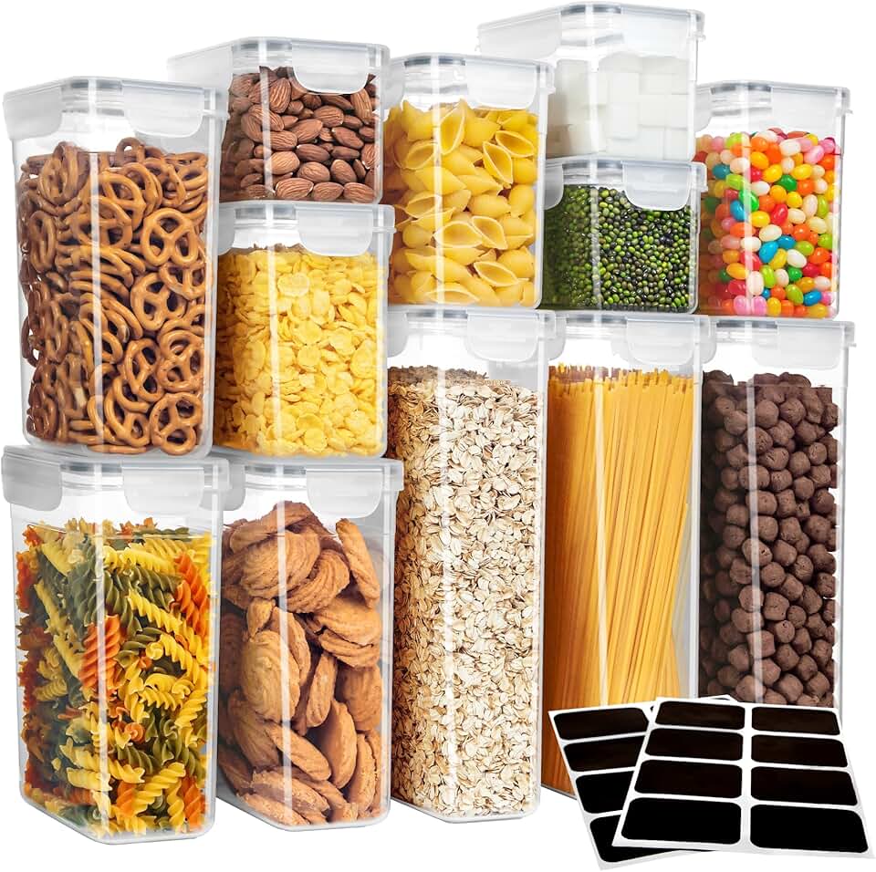 12 Pack Airtight Food Storage Containers with Labels