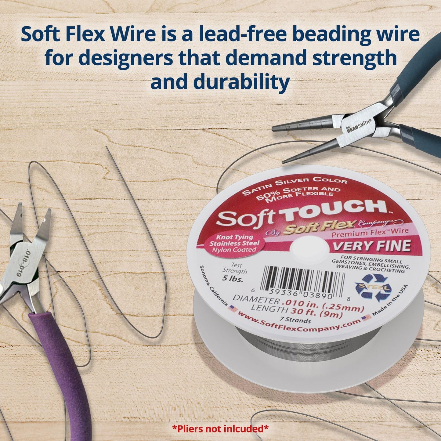 Very Fine Kink-Resistant Beading Wire for Jewelry Making