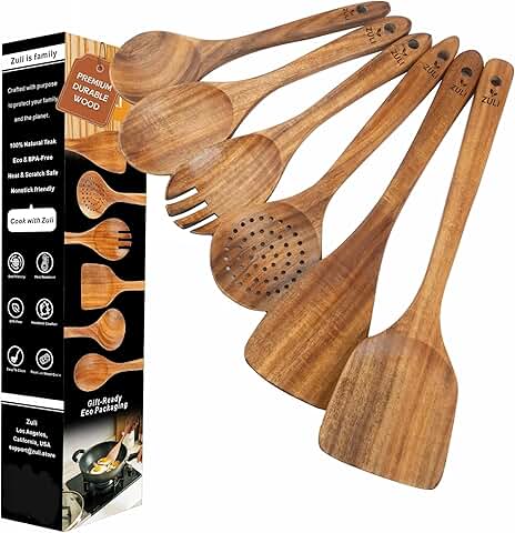 6-Piece Teak Wooden Cooking Utensil Set