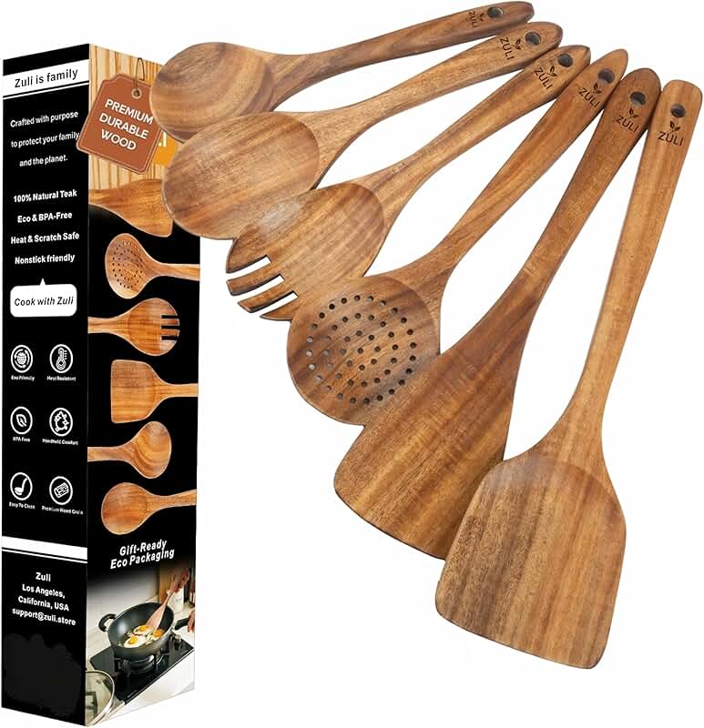 6-Piece Teak Wooden Cooking Utensil Set
