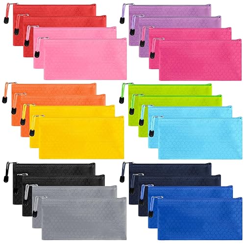 24 Waterproof Pencil Pouches in 12 Colors