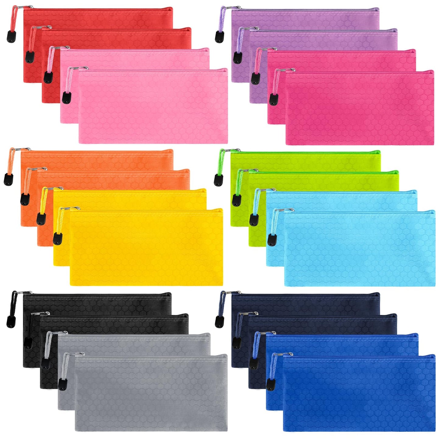 24 Waterproof Pencil Pouches in 12 Colors