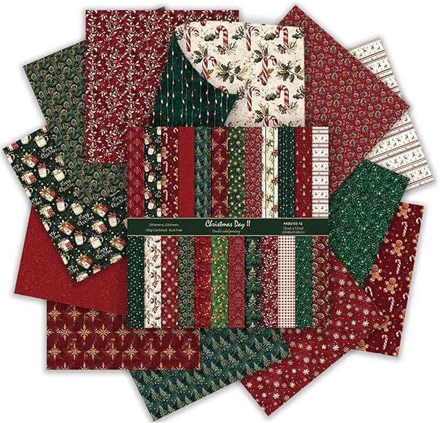 24 Sheets of 12x12 Inch Christmas Scrapbook Paper