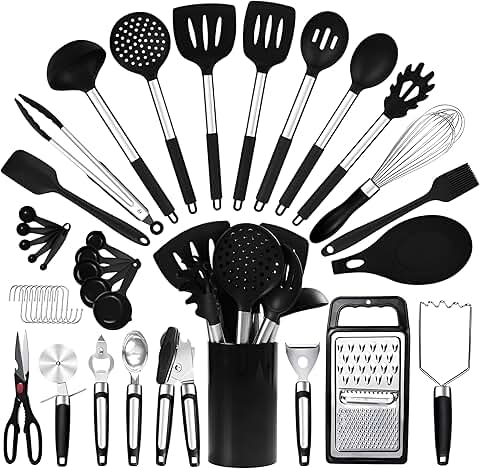 40-Piece Silicone Cooking Utensils Set for Nonstick Cookware