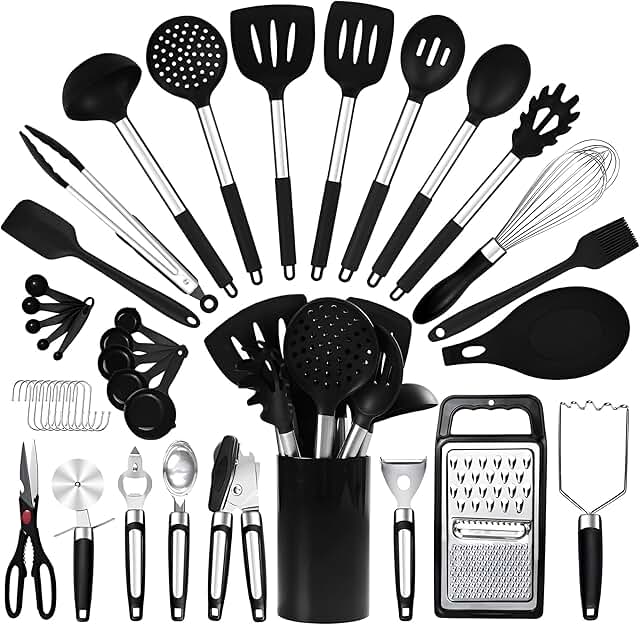 40-Piece Silicone Cooking Utensils Set for Nonstick Cookware