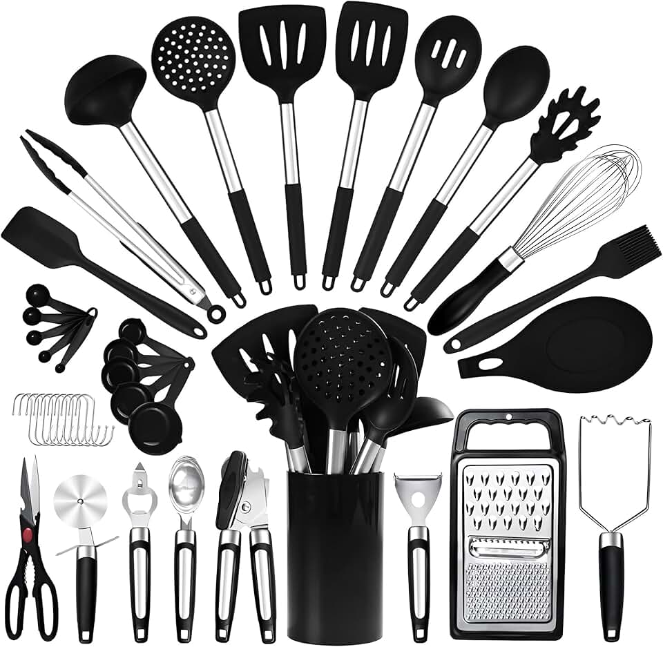 40-Piece Silicone Cooking Utensils Set for Nonstick Cookware