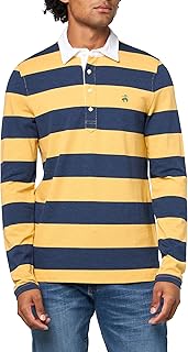 Men's Long Sleeve Cotton Pique Striped Polo