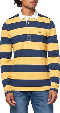 Men's Long Sleeve Cotton Pique Striped Polo