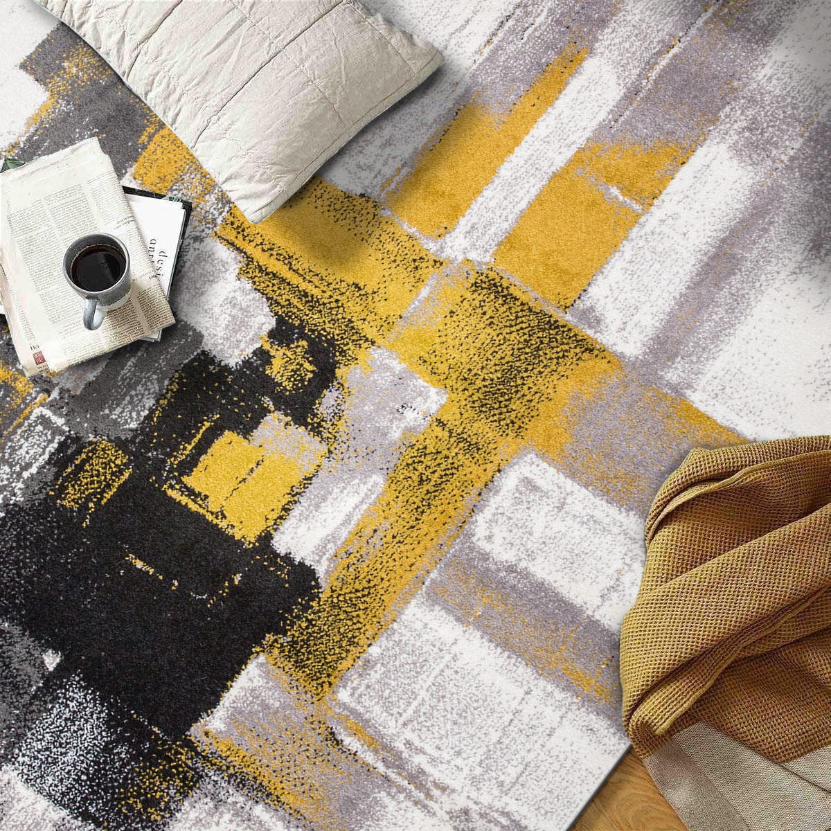 Cont rary Modern Abstract Area Rug 5' x 7' Gold