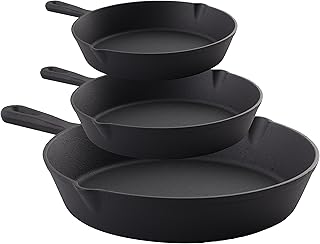 Set of 3, 6, 8, 10 Inch Cast Iron Frying Pans