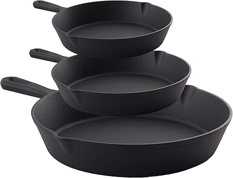 Set of 3, 6, 8, 10 Inch Cast Iron Frying Pans