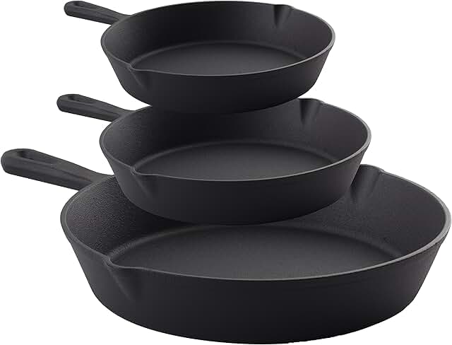 Set of 3, 6, 8, 10 Inch Cast Iron Frying Pans
