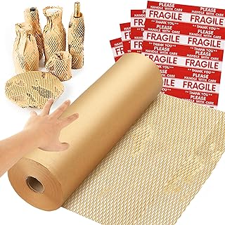 Honeycomb Packing Paper Wrap 15"x328" with Fragile Labels