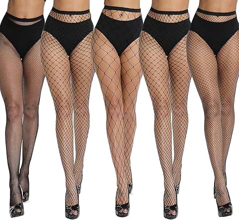 High Waist Fishnet Stockings with Rhinestones