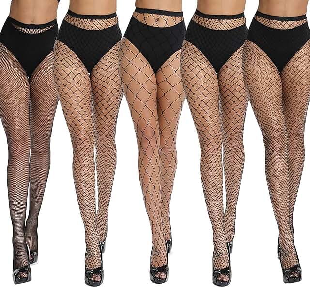 High Waist Fishnet Stockings with Rhinestones