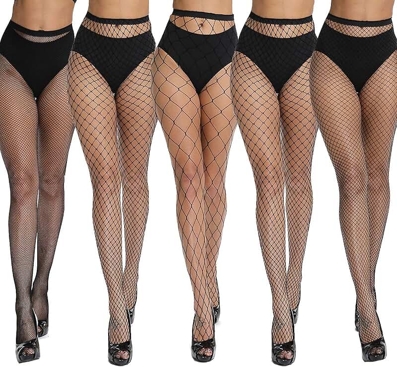 High Waist Fishnet Stockings with Rhinestones
