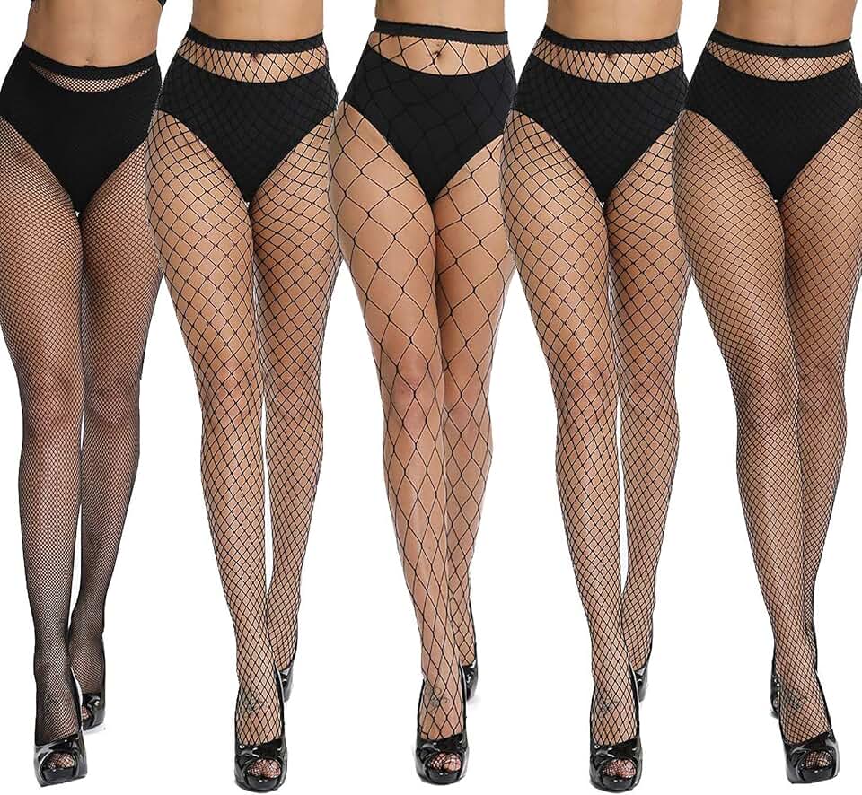 High Waist Fishnet Stockings with Rhinestones