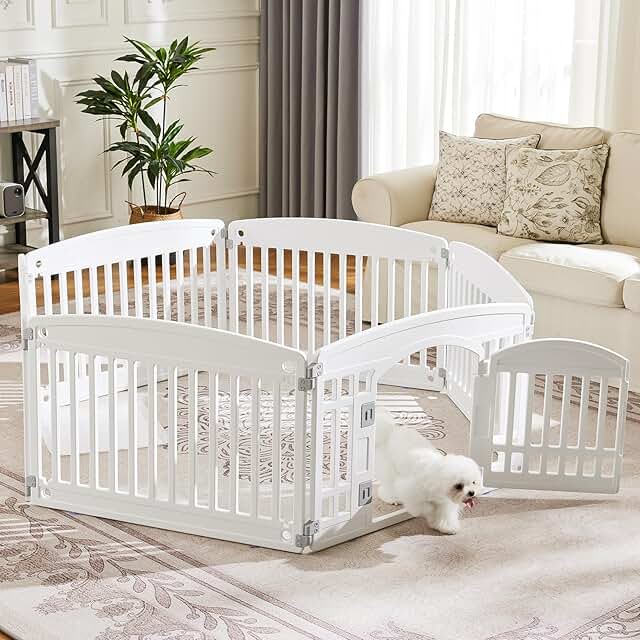 Expandable 6-Panel Plastic Dog Playpen for Medium Dogs