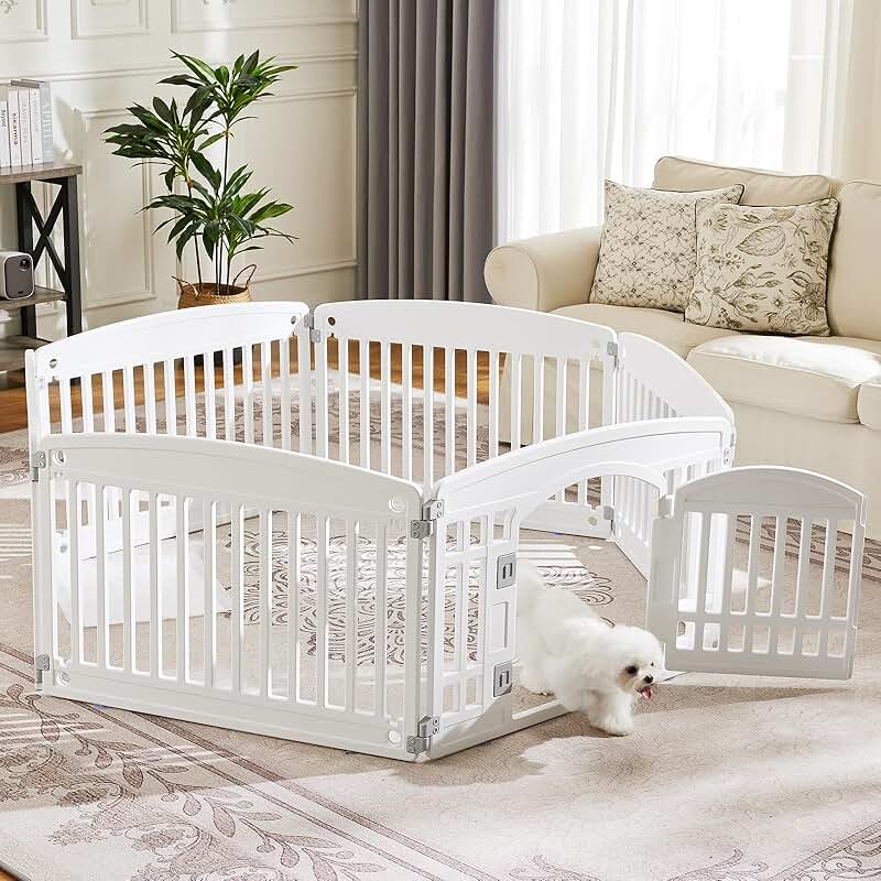 Expandable 6-Panel Plastic Dog Playpen for Medium Dogs
