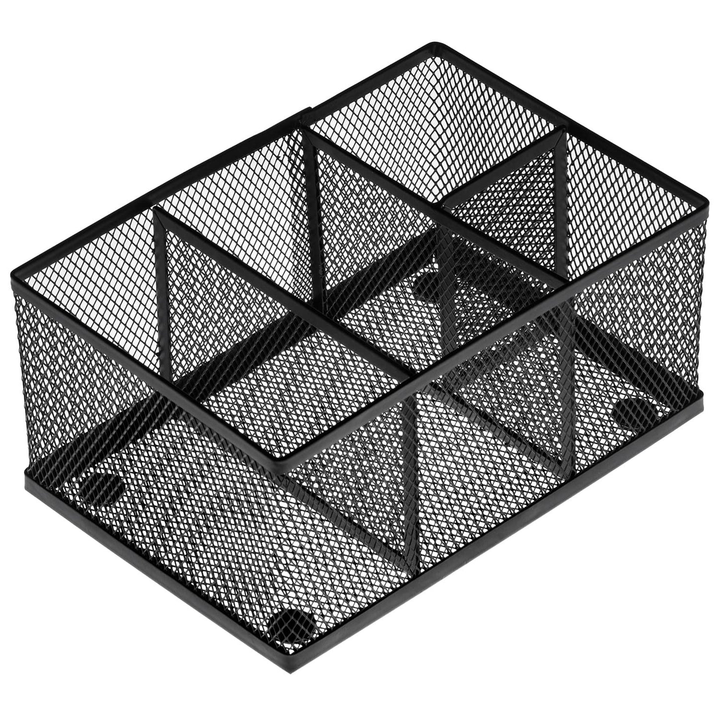 Black Metal Mesh Desk Organizer with 4 Compartments