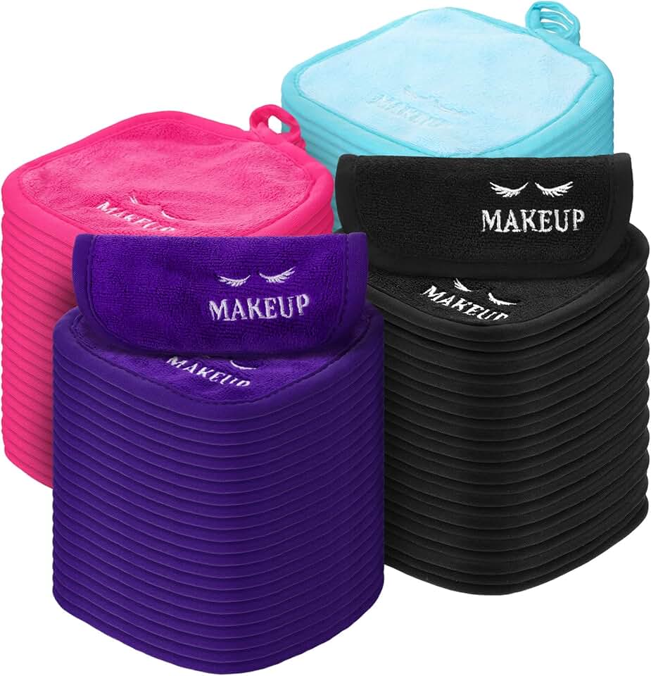 48 Reusable Makeup Remover Cloths, Soft Microfiber, 5x5 Inches