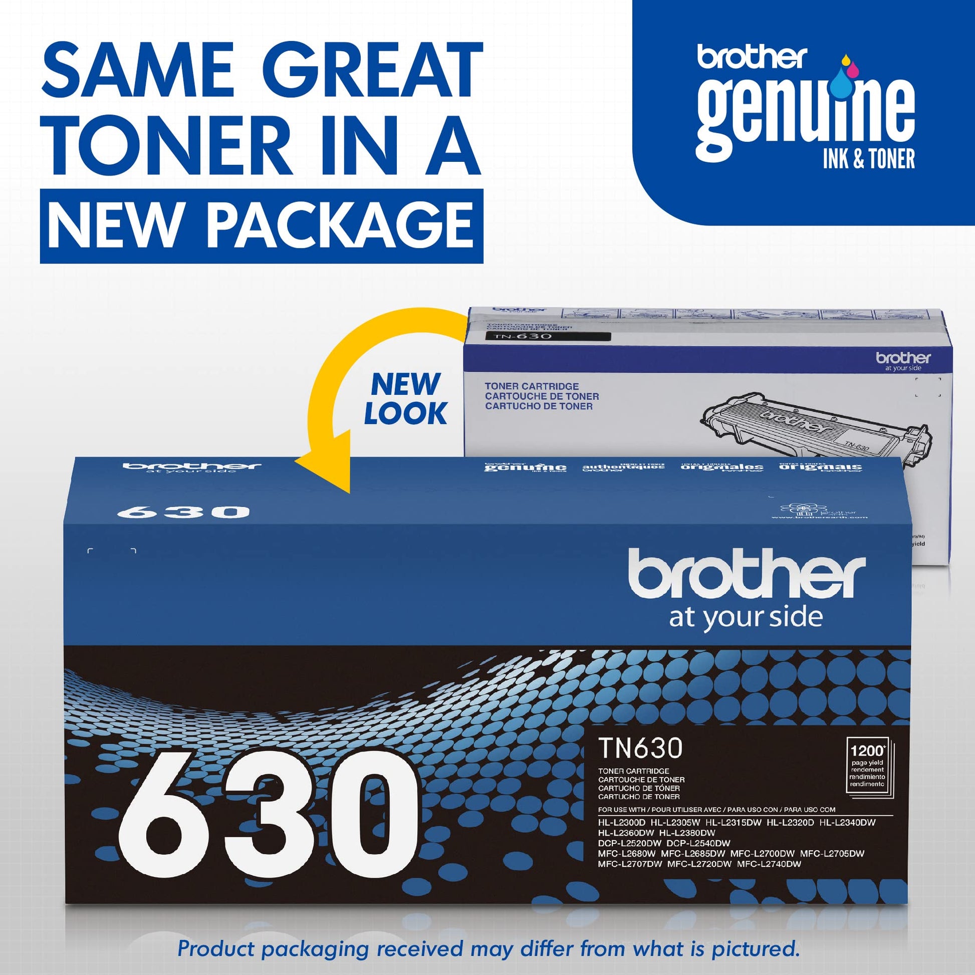 Genuine Standard Yield Toner Cartridge, TN630, Replacement Black Toner, Page Yield Up To 1,200 Pages, Dash Replenishment Cartridge