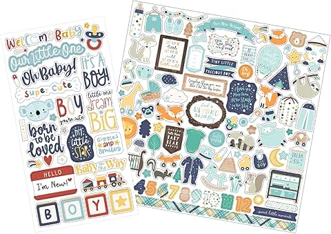 Baby Boy Scrapbook Stickers Set of Cute Words