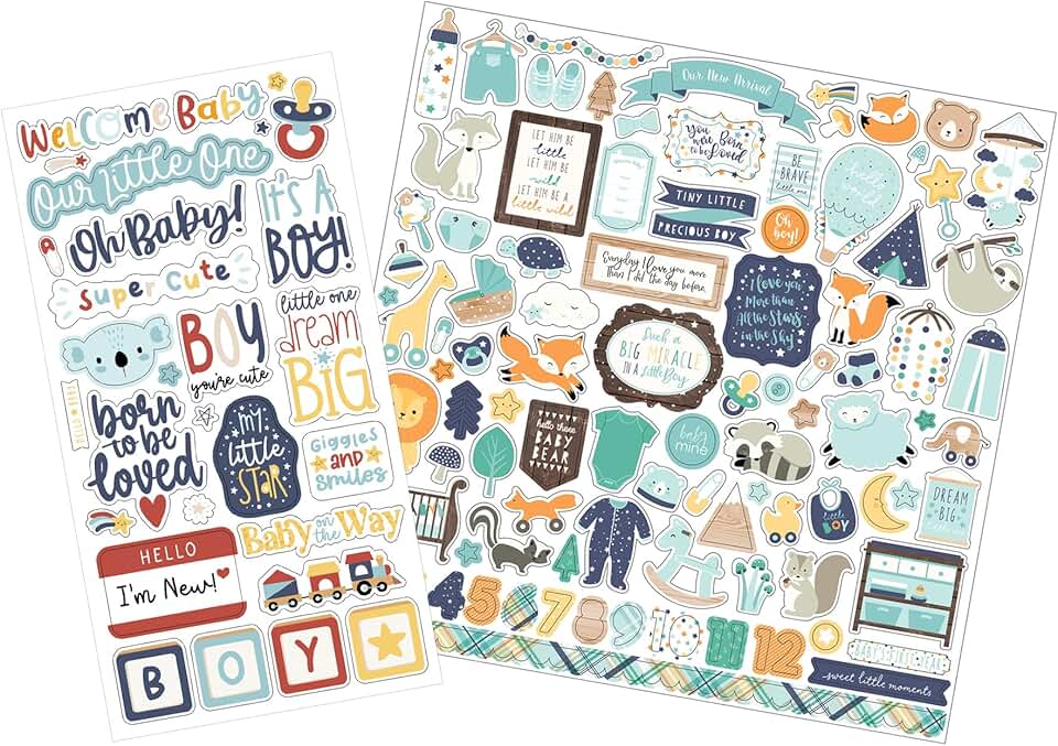 Baby Boy Scrapbook Stickers Set of Cute Words