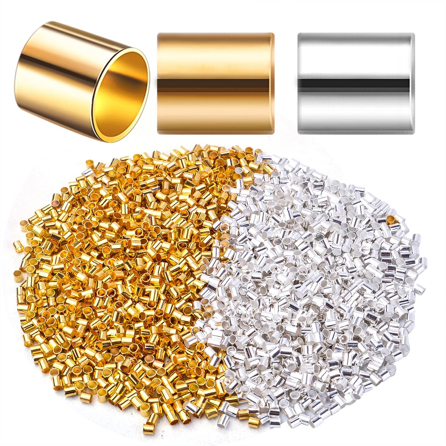 2mm Tube Crimp Beads for Jewelry Making and DIY Accessories