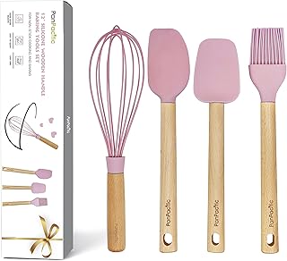 12-inch silicone spatula set with wooden handles