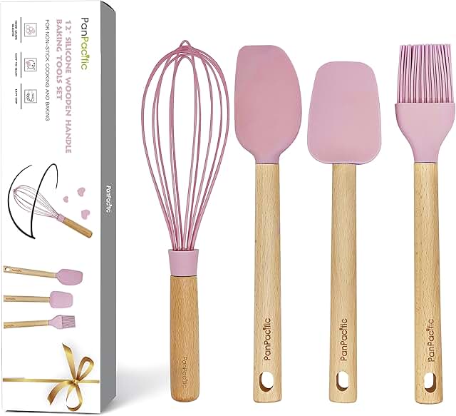 12-inch silicone spatula set with wooden handles