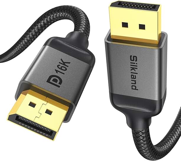 Long DisplayPort 2.1 Cable, 25FT, 16K to 2K, 40Gbps