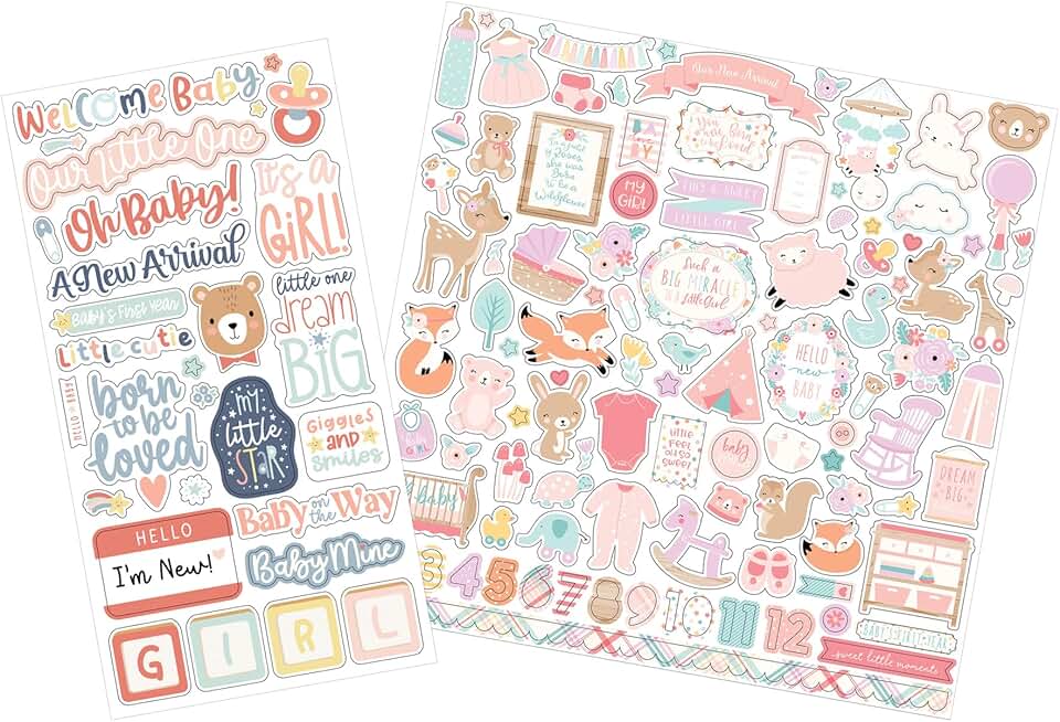 Cute Baby Girl Scrapbook Stickers for Albums
