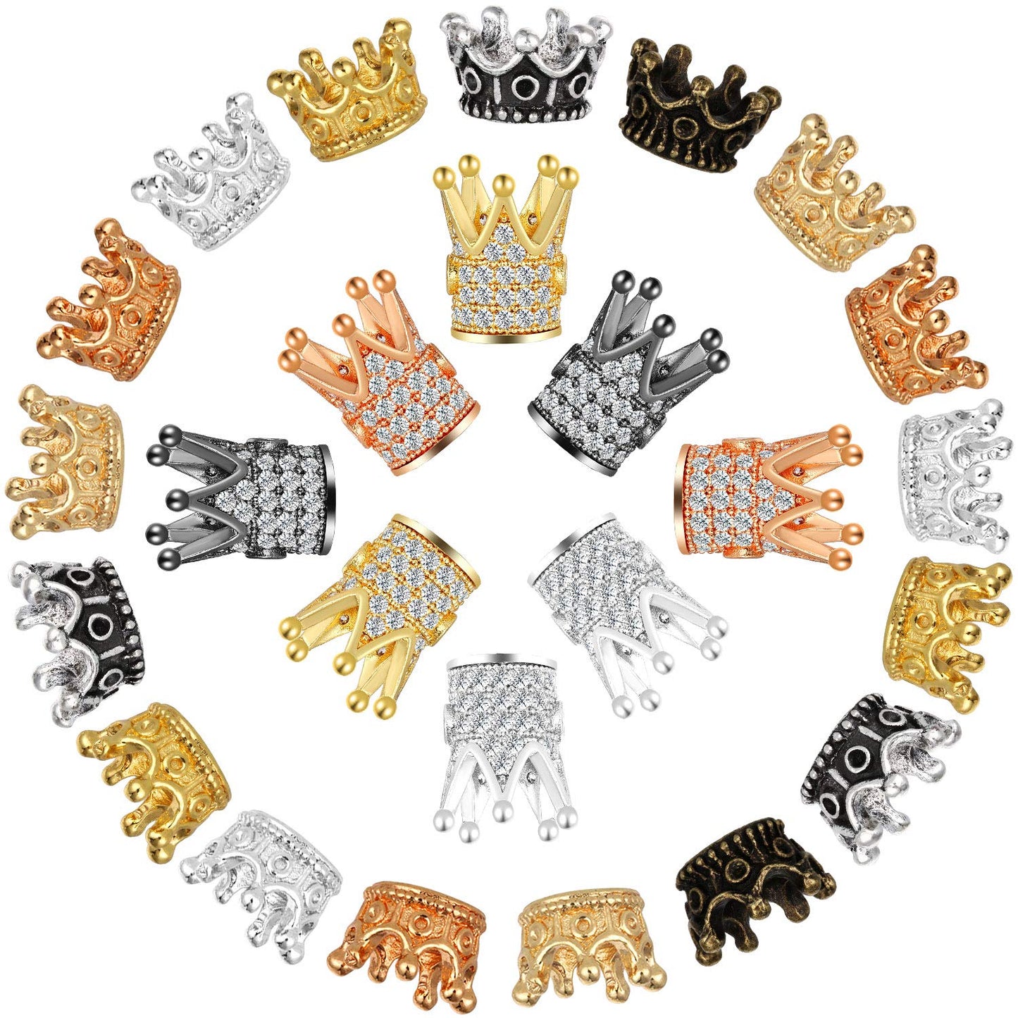 80 Pieces Crown Charm Beads for Jewelry Making and Crafts