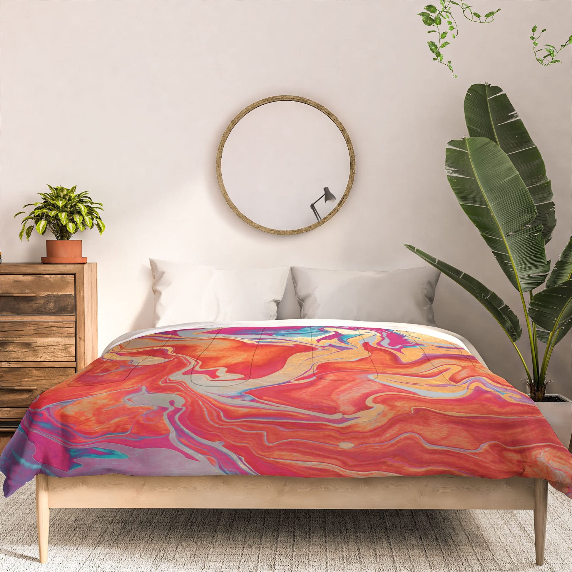 2021 Cotton Comforter, King, Monika Strigel 1P DRAMAQUEEN Gold and