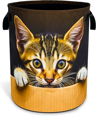 Foldable Waterproof Cat Laundry Basket for Storage