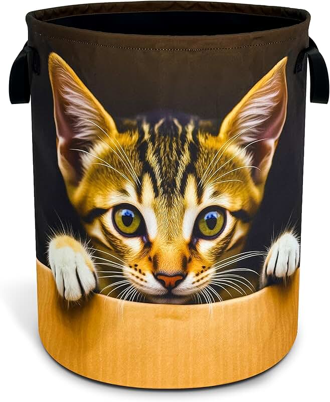 Foldable Waterproof Cat Laundry Basket for Storage