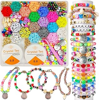 Clay Beads Jewelry Making Kit with Smiley Letters for Girls 6-12