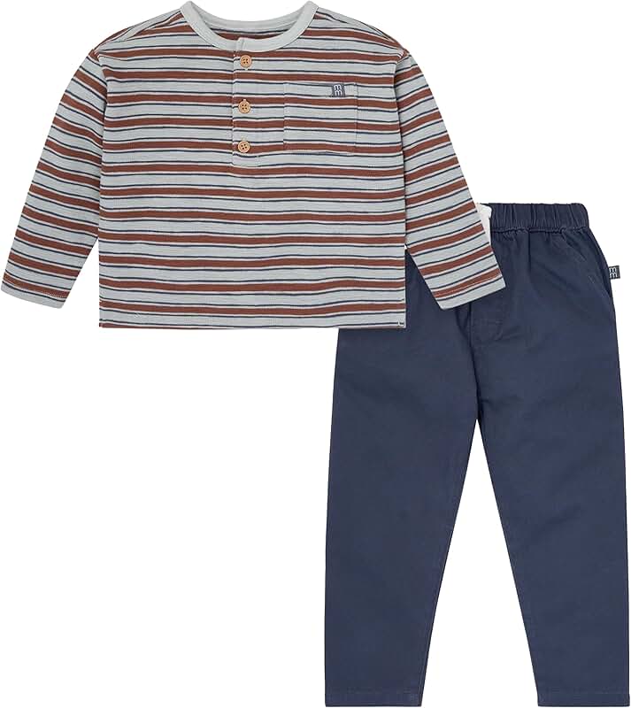 Baby Boys and Toddler Henley Shirt with Corduroy Pants Set