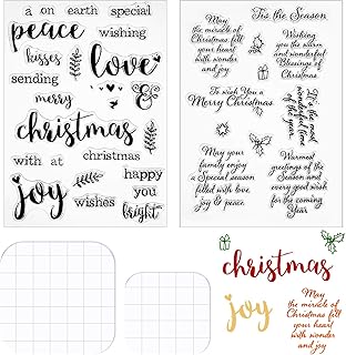 Set of four clear Christmas word stamps for crafts