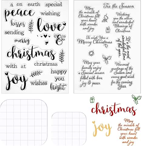 Set of four clear Christmas word stamps for crafts
