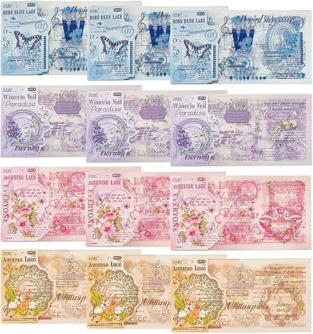 12 Floral Lace PET Stickers for Crafts and Decorations