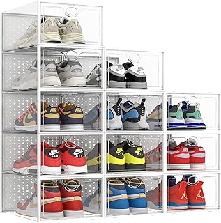 Large Clear Shoe Storage Boxes, 12 Pack