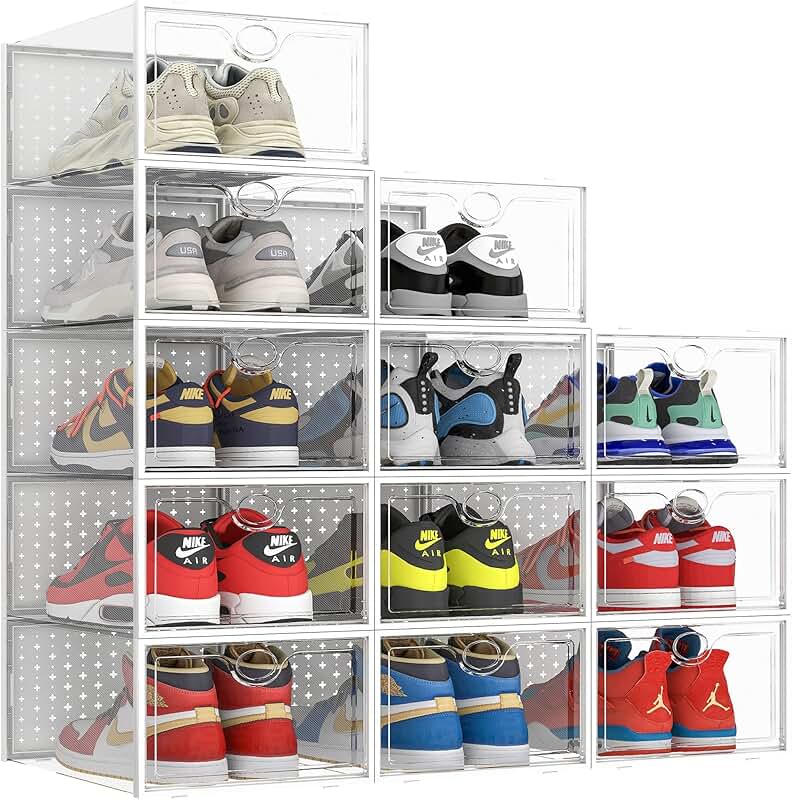 Large Clear Shoe Storage Boxes, 12 Pack